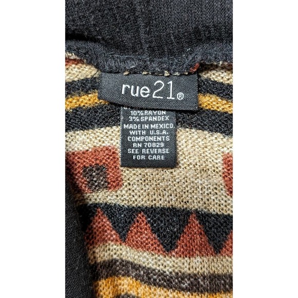 Rue 21 Geometric Aztec Print Cardigan Sweater Open Front Knit Long Sleeve Medium - Picture 4 of 5